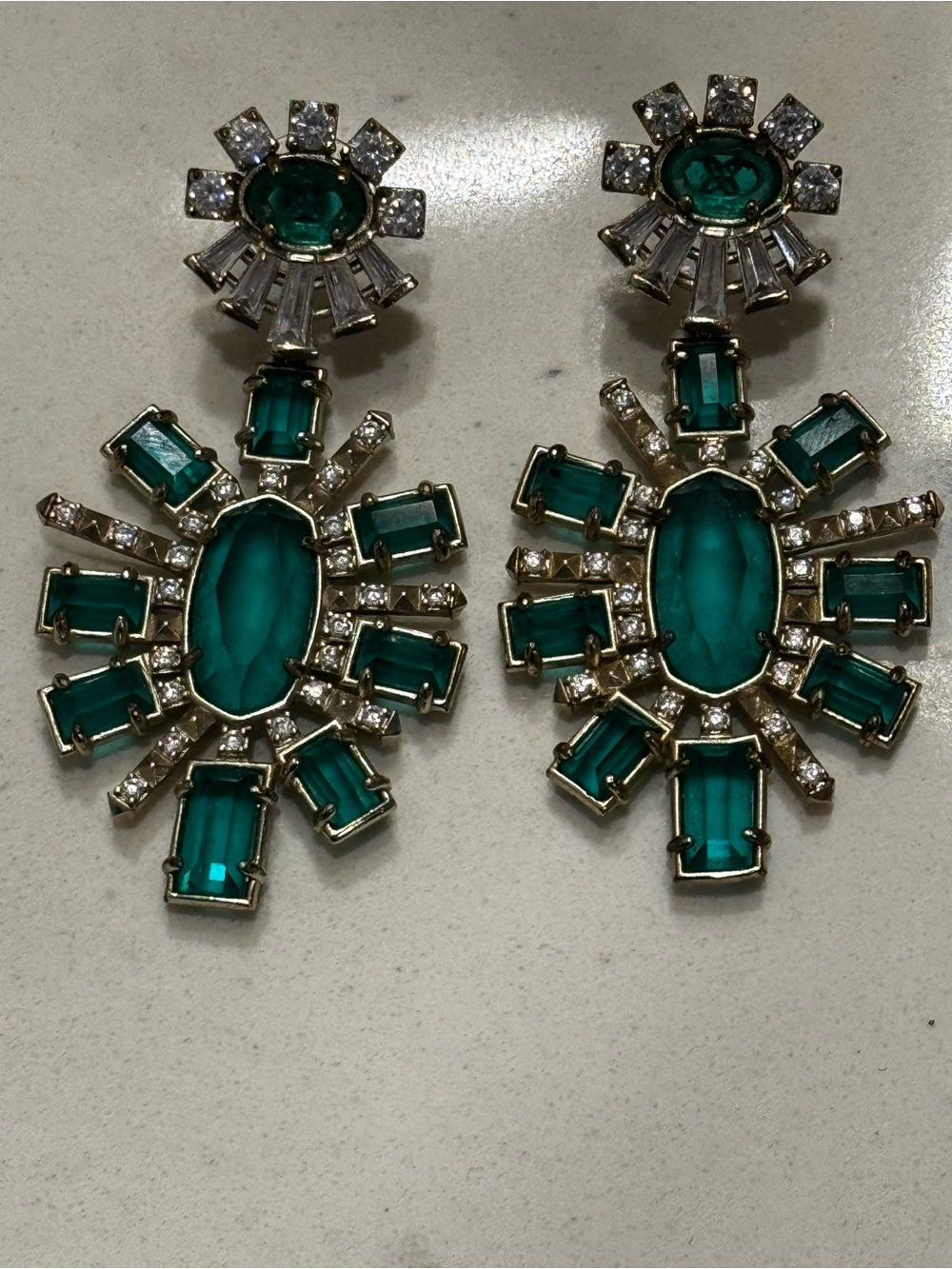 Kendra Scott Glenda Emerald Green Crystal Drop Earrings -